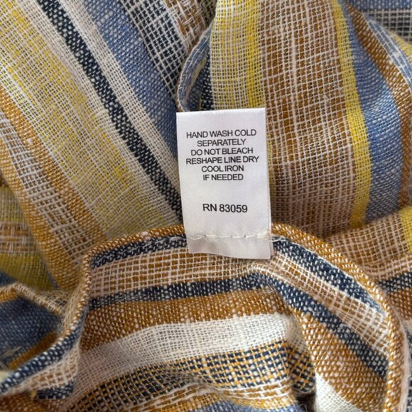Drew Linen Blend Yellow & Blue Striped Pants with Gathered Hems - Size L - NWT - Picture 6 of 6